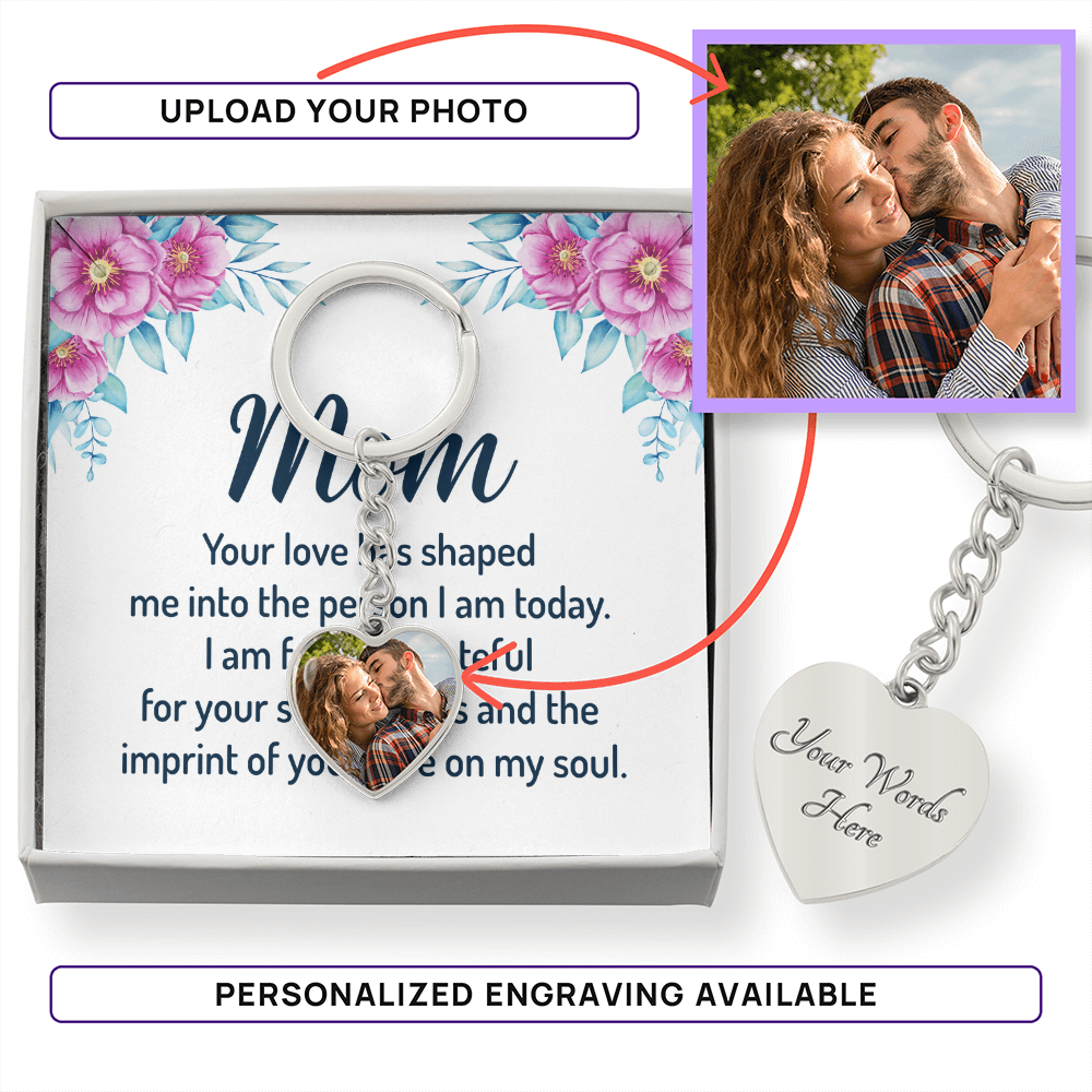 "Mom's Heart on a Keychain: Custom Photo Keepsake for Mother's Day"