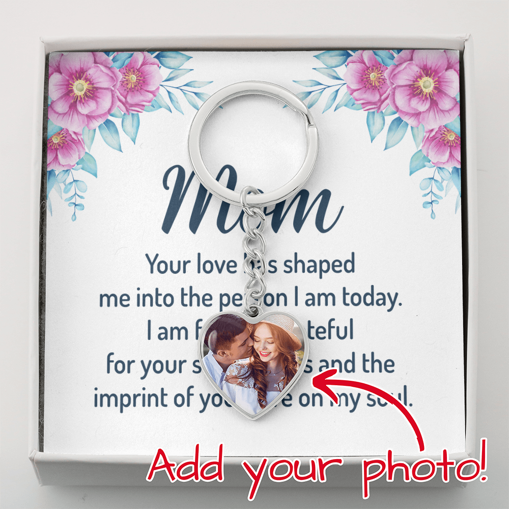 "Mom's Heart on a Keychain: Custom Photo Keepsake for Mother's Day"
