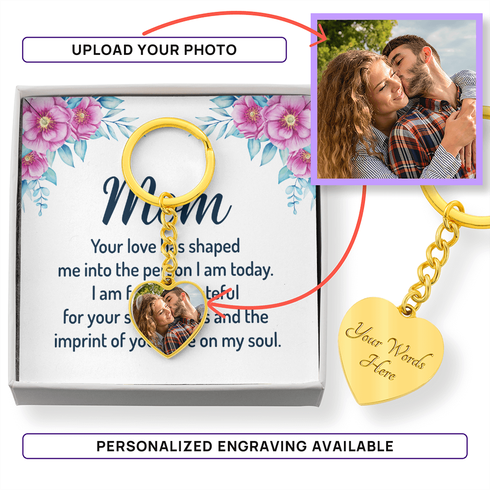 "Mom's Heart on a Keychain: Custom Photo Keepsake for Mother's Day"