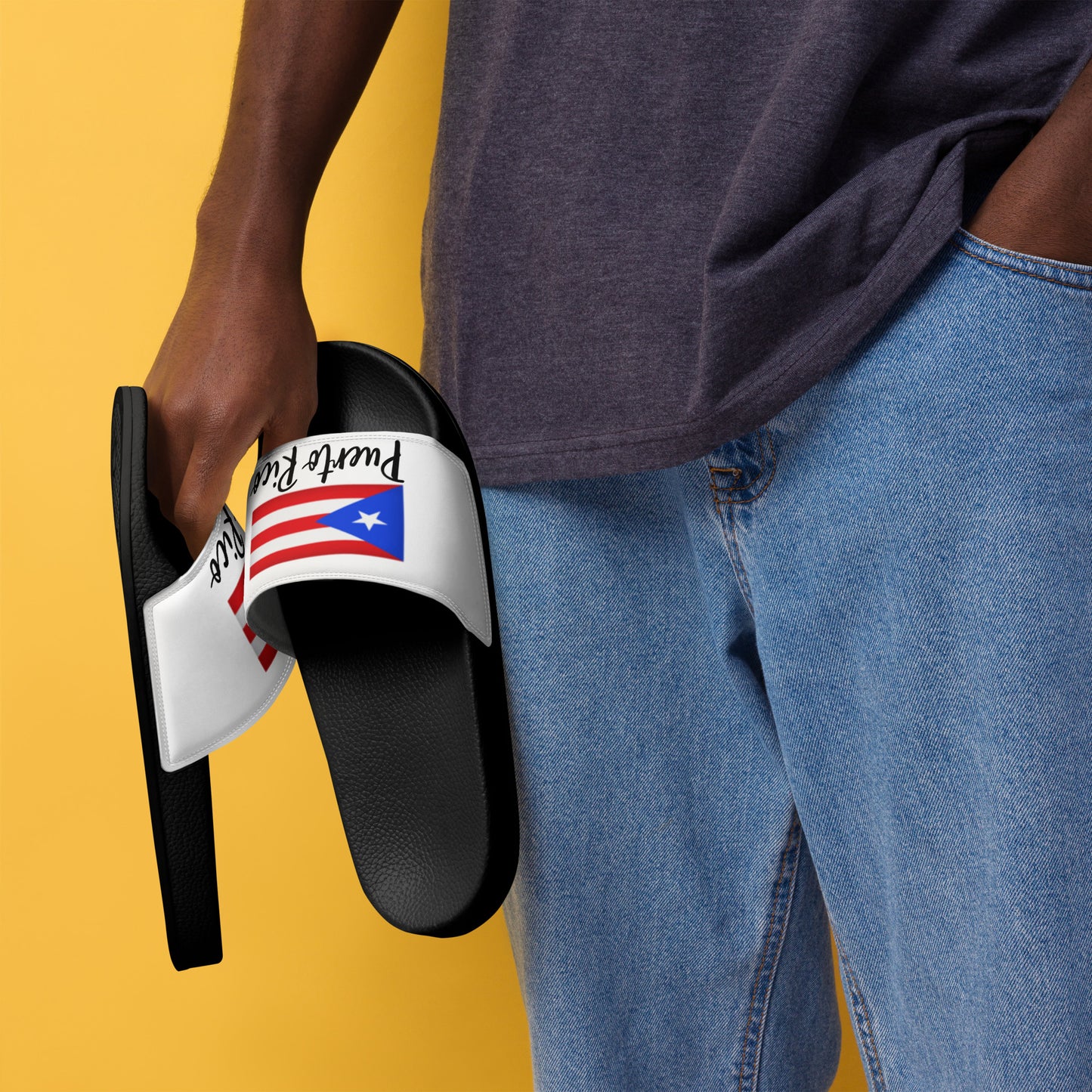 Premium Men's Puerto Rico Slides – Comfort Meets Boricua Pride
